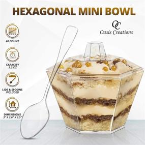 img 3 attached to 🍲 Clear Plastic Hexagonal Mini Bowl Set - Includes Lids & Spoons - 40 Count, 3.3 Ounce - Six Sided Flower Cup for Mini Desserts, Snacks, and Serving - Disposable or Reusable