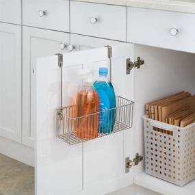 img 3 attached to Satin Metal Over Cabinet Bathroom Storage: Organizer Holder or Basket for Shampoo, Body Wash, and Conditioner - Hang Over Cabinet Doors - Durable Steel Wire Design by mDesign