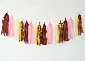 img 1 attached to 🎉 Monkey Home 26pcs Tissue Paper Pom Poms Tassel Garlands: Stunning Burgundy Pink Glitter Gold Decorations for Bridal Showers, Birthdays & Weddings