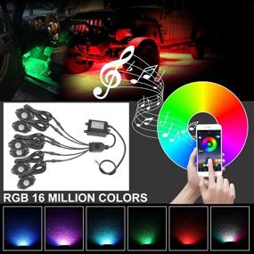 img 2 attached to 🚀 Enhance Your Trail Adventure with OFFROADTOWN RGB Rock Light Kits: 6 Pod LED Neon Lights for Underglow Off-Roading Experience in Trucks, SUVs, UTVs, ATVs, and Boats