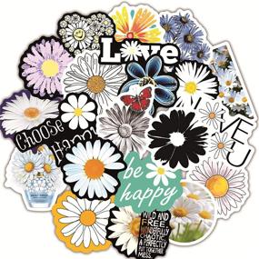 img 4 attached to 🌼 50 Cute Daisy Vinyl Stickers - Laptop, Waterproof, Luggage, Skateboard, Water Bottle, Decal, Bicycle, Bumper, Snowboard Decoration. Perfect Gift for Kids.