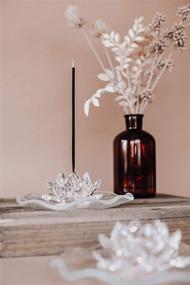 img 2 attached to 🌸 Incense Holder: ConspiringUniverse Decorative Glass Crystal Lotus with Large 7" Incense Tray