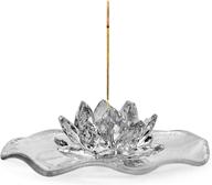 🌸 incense holder: conspiringuniverse decorative glass crystal lotus with large 7" incense tray логотип