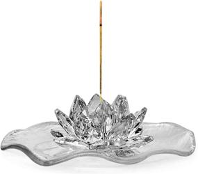 img 4 attached to 🌸 Incense Holder: ConspiringUniverse Decorative Glass Crystal Lotus with Large 7" Incense Tray