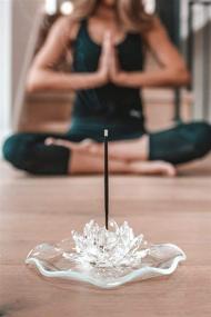 img 3 attached to 🌸 Incense Holder: ConspiringUniverse Decorative Glass Crystal Lotus with Large 7" Incense Tray