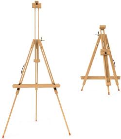 img 2 attached to Arteza Tripod Beechwood Easel Stand - 37.4 x 39.4 x 78.3 Inches, Steel Fittings - Ideal for Painting and Displaying Artwork, Art Supplies