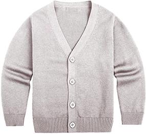 img 4 attached to 🧥 Sooxiwood Little Cardigan - Striped V Neck Boys' Clothing