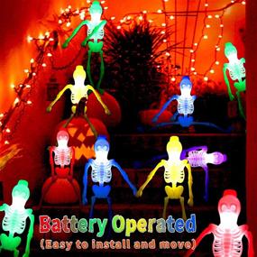 img 1 attached to 🎃 Halloween Skeleton String Lights - 20 LED 10ft Battery Operated Multicolor Halloween Lights with 2 Modes (Flash/Steady On) - Indoor/Outdoor Decor Fairy Lights for Home, Room, and Outdoor Decorations