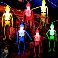 🎃 halloween skeleton string lights - 20 led 10ft battery operated multicolor halloween lights with 2 modes (flash/steady on) - indoor/outdoor decor fairy lights for home, room, and outdoor decorations logo