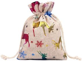 img 1 attached to 🎁 Seacity 24PCS 5x7 Inches Christmas Drawstring Burlap Gift Bags - Perfect for Wedding, Party, Birthday, and New Year Holiday Favors, Candy, Jewelry Pouches