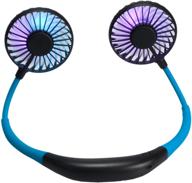 💨 blue usb rechargeable led neck fan - lightweight neckband fan - portable mini personal fan logo