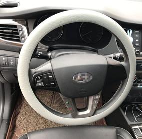 img 2 attached to 🚗 Sulida Grey Silicone Steering Wheel Cover - Great Grip, Anti-Slip - Fits 36-38cm/13-15inch Diameter Cars