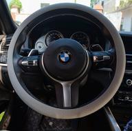 🚗 sulida grey silicone steering wheel cover - great grip, anti-slip - fits 36-38cm/13-15inch diameter cars logo