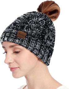 img 3 attached to 🧣 Stay Cozy and Chic with the Rosoz Ponytail Beanie - Women's Winter Warm Beanie Tail in Soft Stretch Cable Knit for Messy High Bun Hairstyles