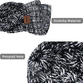 img 2 attached to 🧣 Stay Cozy and Chic with the Rosoz Ponytail Beanie - Women's Winter Warm Beanie Tail in Soft Stretch Cable Knit for Messy High Bun Hairstyles