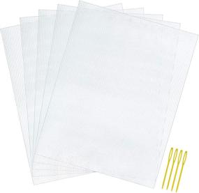 img 4 attached to 🎨 5-Piece Set of 7-Count Plastic Mesh Canvas Sheets for Embroidery, Acrylic Yarn Crafts, Knitting, and Crochet Projects - Includes 4 Weaving Needles (10.2 x 13.2 inch)