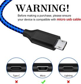 img 1 attached to Fast Charging Android Micro USB Cable – 6FT Phone Charger Cord Compatible with 🔌 Kindle Fire 7/8 Tablet/Fire Stick, Samsung Galaxy S7 Edge, Xbox Controller, PlayStation 4 (Blue Black)