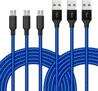 fast charging android micro usb cable – 6ft phone charger cord compatible with 🔌 kindle fire 7/8 tablet/fire stick, samsung galaxy s7 edge, xbox controller, playstation 4 (blue black) logo
