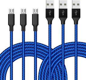 img 4 attached to Fast Charging Android Micro USB Cable – 6FT Phone Charger Cord Compatible with 🔌 Kindle Fire 7/8 Tablet/Fire Stick, Samsung Galaxy S7 Edge, Xbox Controller, PlayStation 4 (Blue Black)