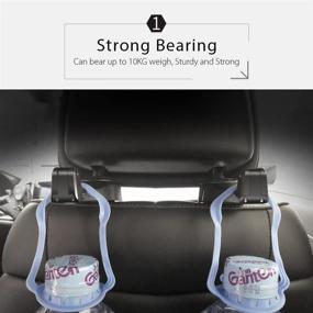 img 3 attached to OCUBE Car Headrest Hooks with Phone Holder, 2 Pack Car Seat Back Hooks - Universal Vehicle Hanger with Lock and Phone Bracket for Phones, Bags, Clothes, Groceries - Black