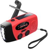 🔴 maokot emergency radio, led flashlight hand crank radio, mini portable solar radio with am/fm noaa weather radio, 1000mah power bank usb charger for smart phone (red) logo