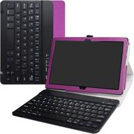 💜 liushan wireless keyboard case for huawei mediapad t5 10-inch tablet - detachable keyboard, pu leather cover, purple logo