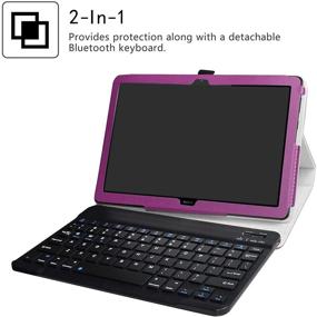 img 3 attached to 💜 LiuShan Wireless Keyboard Case for Huawei MediaPad T5 10-Inch Tablet - Detachable Keyboard, PU Leather Cover, Purple