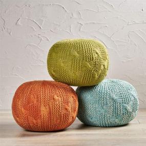 img 2 attached to 🏡 SEO-Optimized: Christopher Knight Home Deon Indoor/Outdoor Orange Fabric Weave Pouf