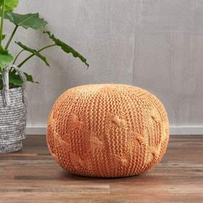 img 3 attached to 🏡 SEO-Optimized: Christopher Knight Home Deon Indoor/Outdoor Orange Fabric Weave Pouf