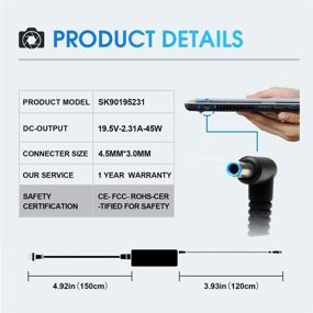 img 3 attached to 💻 HP Spectre X360 Stream 11 13 14 Elitebook Folio 1040 G1 G2 G3 Laptop Charger - 19.5V 2.31A 45W AC Adapter for Split 13 Pavilion X360 Touchsmart 15 13 M6 G3 G4 G5 250 255; P/N 719309-001 719309-003
