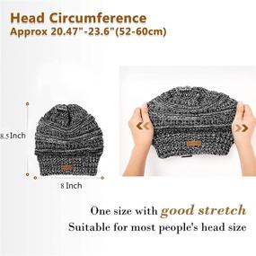 img 2 attached to 👒 Womens Satin-Lined Winter Beanie: Cable Knit Hat with Silk Lining for Slouchy, Pompom, and Ponytail Styles - Ultimate Skull Warmth