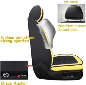 img 1 attached to 🚗 Stylish & Waterproof BABYBLU Leather Car Seat Covers: Full Set for Women, Men | Universal Fit for Auto Interior | Airbag Compatible | Yellow