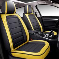 🚗 stylish & waterproof babyblu leather car seat covers: full set for women, men | universal fit for auto interior | airbag compatible | yellow logo