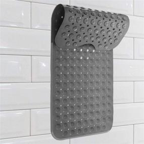 img 1 attached to 🛁 Black Non Slip Bathtub Mat - 39 x 15 Inch, Extra Long Shower Floor Mat with Suction Cups & Drain Holes - Washable Soft Bath Tub Mat to Keep Bathroom Clean