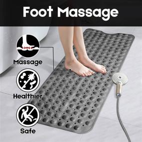 img 3 attached to 🛁 Black Non Slip Bathtub Mat - 39 x 15 Inch, Extra Long Shower Floor Mat with Suction Cups & Drain Holes - Washable Soft Bath Tub Mat to Keep Bathroom Clean