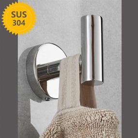 img 1 attached to LissBliss Chrome Bathroom Towel Hooks - Polished Silver SUS304 Stainless Steel Coat Robe Hooks: Wall Mounted, Heavy Duty Door Hanger for Bathroom & Kitchen