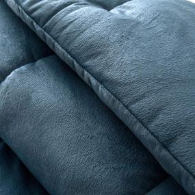 img 1 attached to 🔵 KASENTEX Full/Queen Goose Down Alternative Comforter Set - Plush Microfiber Stripe Design, Reversible & Machine Washable - Oxford Blue