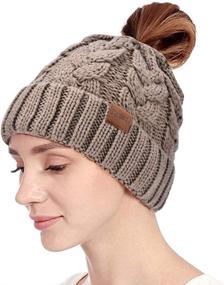 img 3 attached to 🧣 Rosoz Ponytail Beanie for Women: Winter Warmth in a Cable Knit Messy High Bun Hat