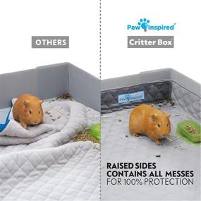 img 3 attached to Paw Inspired Washable Guinea Pig Cage Liners with Raised Sides, Ultra-Absorbent Fleece Bedding for Guinea Pigs, Rabbits, Hamsters & Small Animals - Critter Box, Edge-Protected Pee Pads