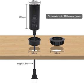 img 3 attached to Gonine USB-C Desktop Power Grommet with Hidden Desk Hole Power Socket and USB Charging Station Mount - 30W Max, Includes 1 Type C and 2 USB Ports