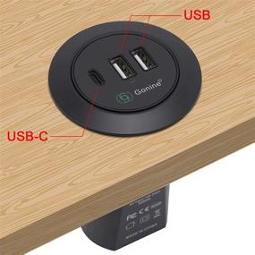 img 2 attached to Gonine USB-C Desktop Power Grommet with Hidden Desk Hole Power Socket and USB Charging Station Mount - 30W Max, Includes 1 Type C and 2 USB Ports