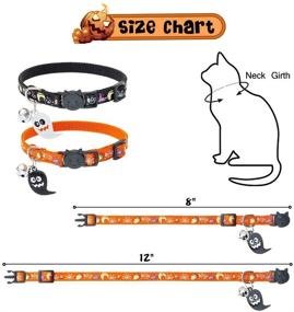 img 3 attached to Halloween Cat Collar Breakaway - 2 Pack Glow in The Dark Collar with Bell and Cute Ghost Pendant: Adjustable Safety Collars for Cats by EXPAWLORER