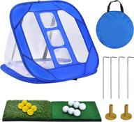 🏌️ durarange dual turf hitting mat with pop-up golf chipping net, 6 driving range golf balls, 6 practice foam balls, and tees combo - ideal target swing training aids for backyard, indoor, and outdoor golf practice logo