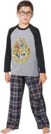 harry potter big boys' hogwarts magic wizard house crest pajama set - gray, size 8 logo