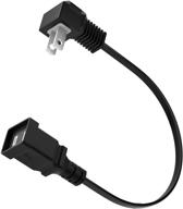 1ft 2 prong right angle short ac power extension cord - bolaazul two prong low profile plug short extension cord 90 degree black extension wire cord male to female for wall/tight spaces logo