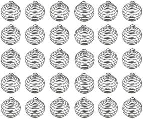img 2 attached to 📿 Spiral Bead Cages Pendants: 20 PCs 25x30mm Silver Plated Stone Holder Necklace Cage Pendants for Jewelry Making