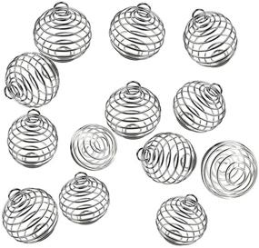 img 4 attached to 📿 Spiral Bead Cages Pendants: 20 PCs 25x30mm Silver Plated Stone Holder Necklace Cage Pendants for Jewelry Making