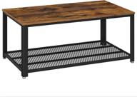 industrial coffee table with storage shelf for living room - vasagle wood look accent furniture, metal frame, easy assembly, rustic brown ulct61x logo