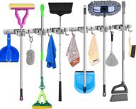 🧹 sullwaker 2 pack mop and broom holder wall mount - stainless steel broom organizer with 3 positions, 4 hooks - ideal for home, kitchen, bathroom, garage storage logo