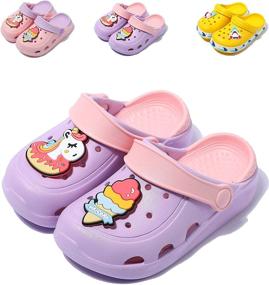 img 4 attached to 🦄 Lightweight Shockproof Non Slip Unicorn Slippers for Boys - Perfect Clogs & Mules Shoes